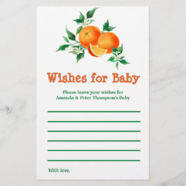 Flyer Tarjeta de juego Citrus Little Cutie Baby Shower W