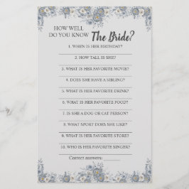 Flyer Tarjeta de juego ¿Cuánto conoces a la novia