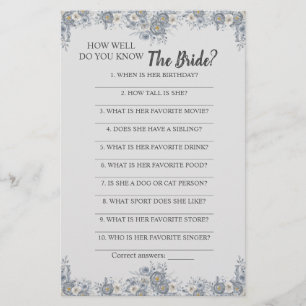Flyer Tarjeta de juego ¿Cuánto conoces a la novia
