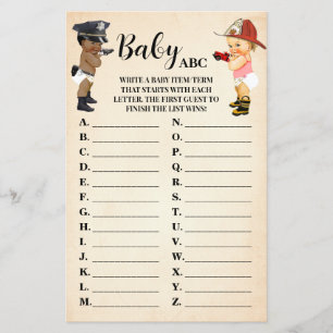Flyer Tarjeta de juego de baby shower 'Baby ABC Little R