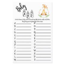 TARJETA DE JUEGO DE BABY SHOWER DE ANIMALES AFRICA