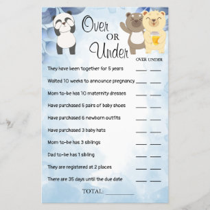 Flyer Tarjeta de juego de baby shower de Ositos de peluc