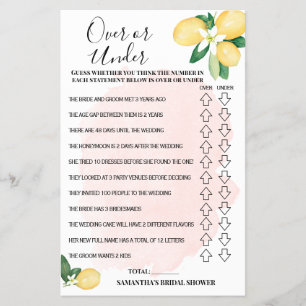 Flyer Tarjeta de juego de baby shower nupcial de limonad