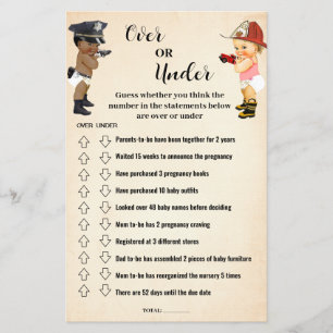 Flyer Tarjeta de juego de baby shower 'Por encima o por