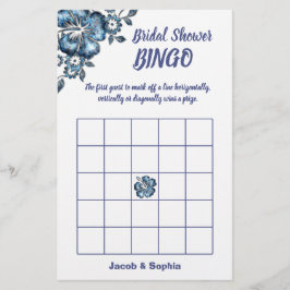 Flyer Tarjeta de juego de bingo Blue Flower Briower Show