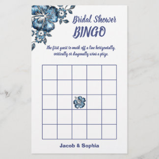 Flyer Tarjeta de juego de bingo Blue Flower Briower Show