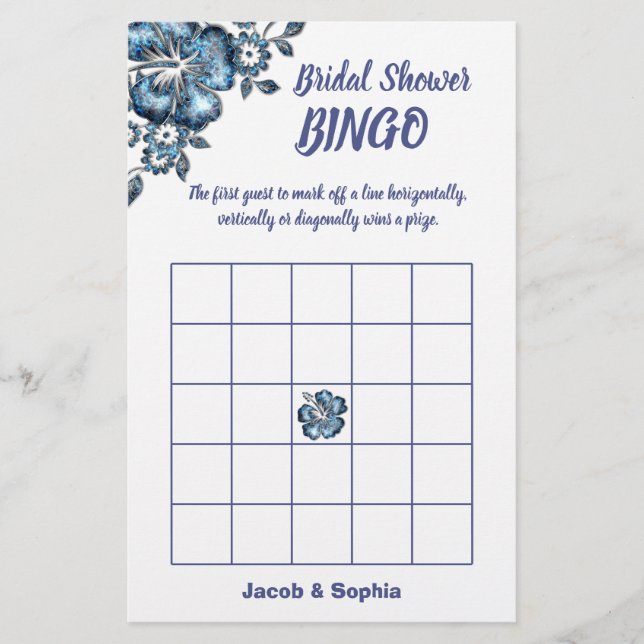 Flyer Tarjeta de juego de bingo Blue Flower Briower Show (Frente)