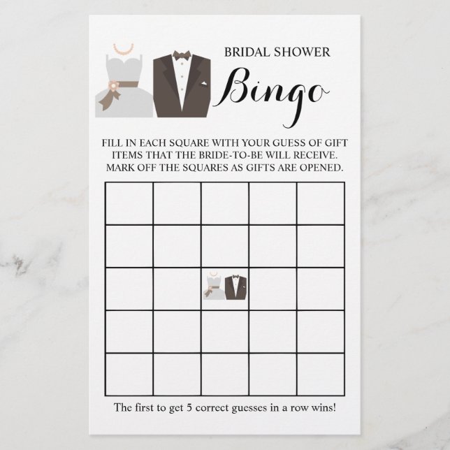 Flyer Tarjeta de juego de Bingo Bridal Shower (Frente)