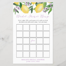 Flyer Tarjeta de juego de Bingo Bridal Shower con Lavand