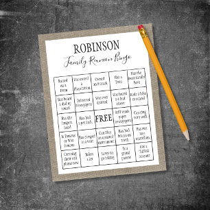 Flyer Tarjeta de juego de Bingo de Personalizable Burlap