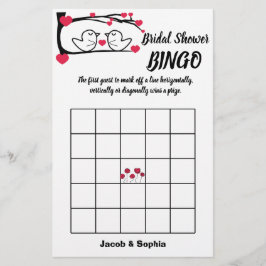 Flyer Tarjeta de juego de bingo Love Bird Briower Shower