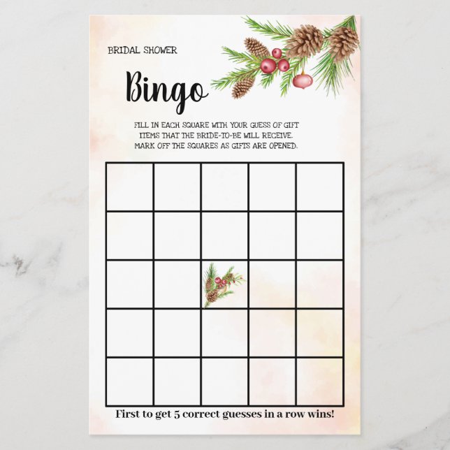 Flyer Tarjeta de juego de Bingo navidad Shower (Frente)