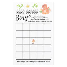 Tarjeta de juego de bingo para baby shower de dino