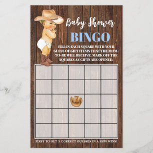 Flyer Tarjeta de juego de bingo para baby shower Little 