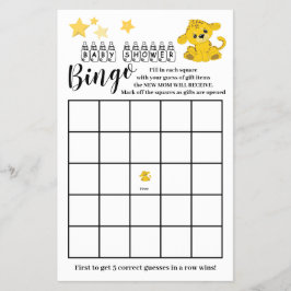 Flyer Tarjeta de juego de Bingo para Baby Shower Tigre C