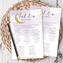 Flyer Tarjeta de juego de búsqueda del bolso púrpura sob