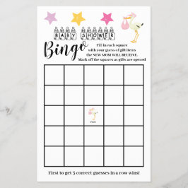 Flyer Tarjeta de juego de Chica Baby Shower Bingo Pink S
