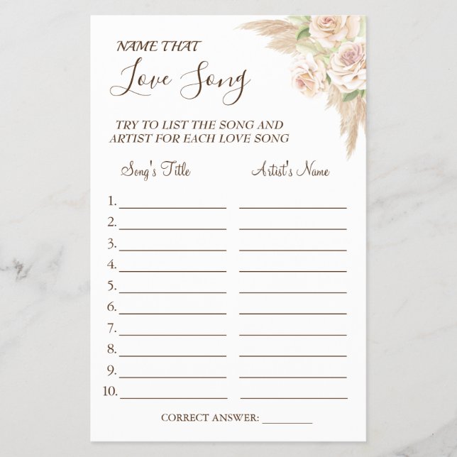 Flyer Tarjeta de juego de ducha con nombre floral que ca (Frente)