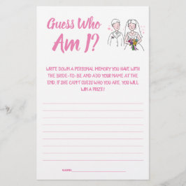 Flyer Tarjeta de juego de ducha de novia adivina quién s