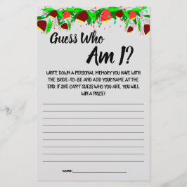 Flyer Tarjeta de juego de ducha de novia adivina quién s