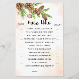 Flyer Tarjeta de juego de ducha de novia de Navidad Gues