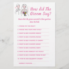 Flyer Tarjeta de juego de ducha de novia lo que dijo el