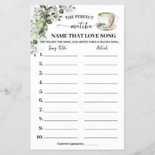 Flyer Tarjeta de juego de ducha Eucalyptus Matcha Name L