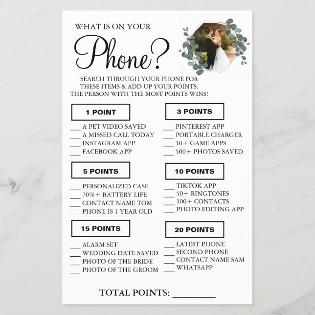 Flyer Tarjeta de juego de ducha Eucalyptus Qué hay en tu (Frente)