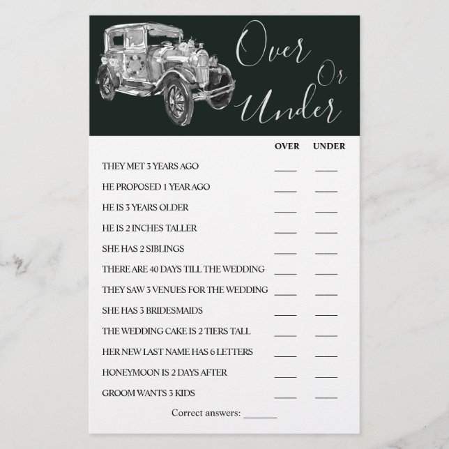 Flyer Tarjeta de juego de ducha para las parejas de Boda (Frente)