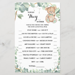 Flyer Tarjeta de juego de ducha ¿Qué prefieren?