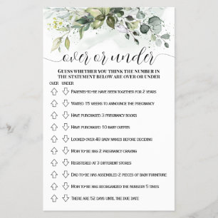 Flyer Tarjeta de juego de Greenering Over o Under Baby S