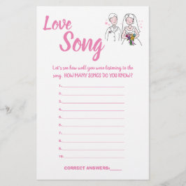 FLYER TARJETA DE JUEGO DE LA DUCHA DE LA CANCIÓN DE AMOR