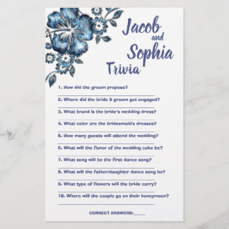 FLYER TARJETA DE JUEGO DE LA DUCHA TRIVIA DE LA BRIDA DE