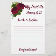 TARJETA DE JUEGO DE MEMORIA BRIDAL FLOWER MY MEMOR