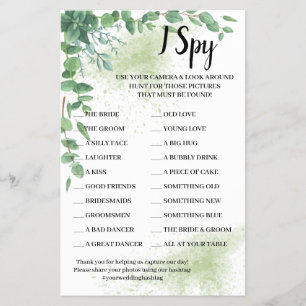 Flyer Tarjeta de juego de recepción de boda de Eucalipto