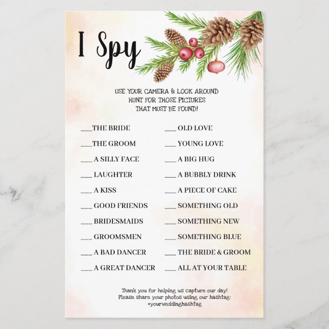 Flyer Tarjeta de juego de recepción de boda para Navidad (Frente)