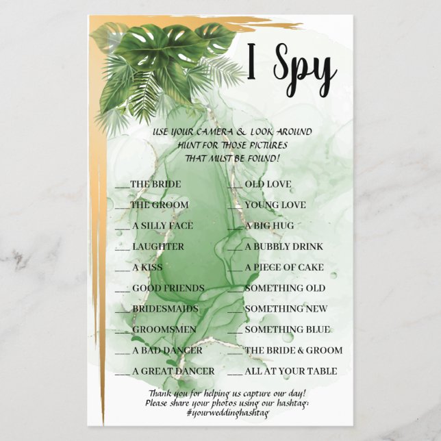 Flyer Tarjeta de juego de recepción de bodas de espías d (Frente)