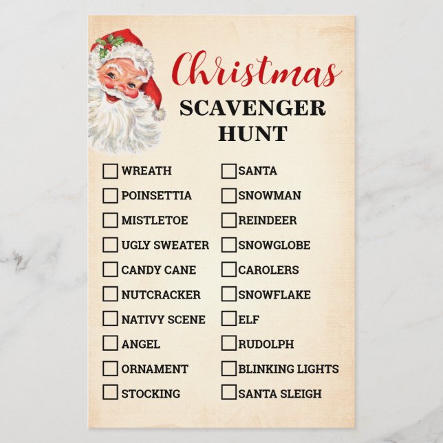 Flyer Tarjeta de juego de Santa Caza de Scavenger para n (Frente)