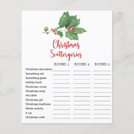 Flyer Tarjeta de juego de Scattergories de Navidad de co