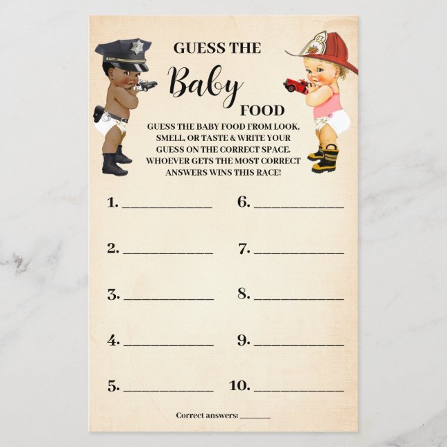 Flyer Tarjeta de juego de shower de comida para bebé Lit (Frente)