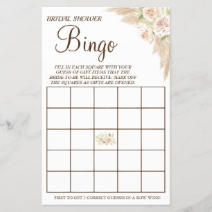 Flyer Tarjeta de juego Floral Bridal Shower Bingo