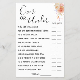 Flyer Tarjeta de juego Floral Over or Under Bridal
