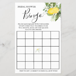 Flyer Tarjeta de juego Lemony Bridal Shower Bingo