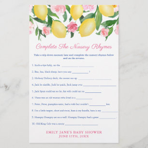 Flyer Tarjeta De Juego Nursery Rhymes Para Lemons Baby S