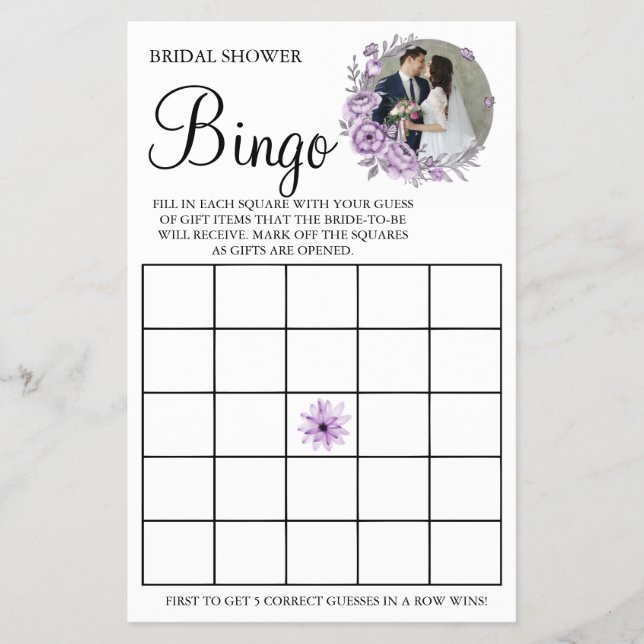 Flyer Tarjeta de juego Orchid Bridal Shower Bingo (Frente)