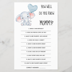 Flyer Tarjeta de juego para baby shower de ¿Cuánto conoc
