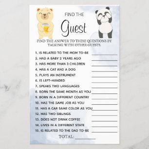 Flyer Tarjeta de juego para Baby Shower 'Teddy Bears Fin