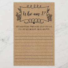 Tarjeta de juego para despedida de soltera ¿Quién 