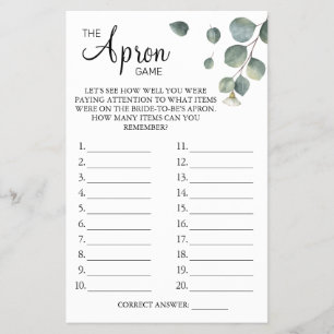 Flyer Tarjeta de juego para ducha de novia Eucalyptus Th