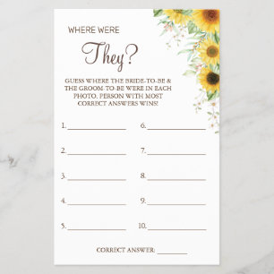 Flyer Tarjeta de juego Sunflower Where was They Bridal